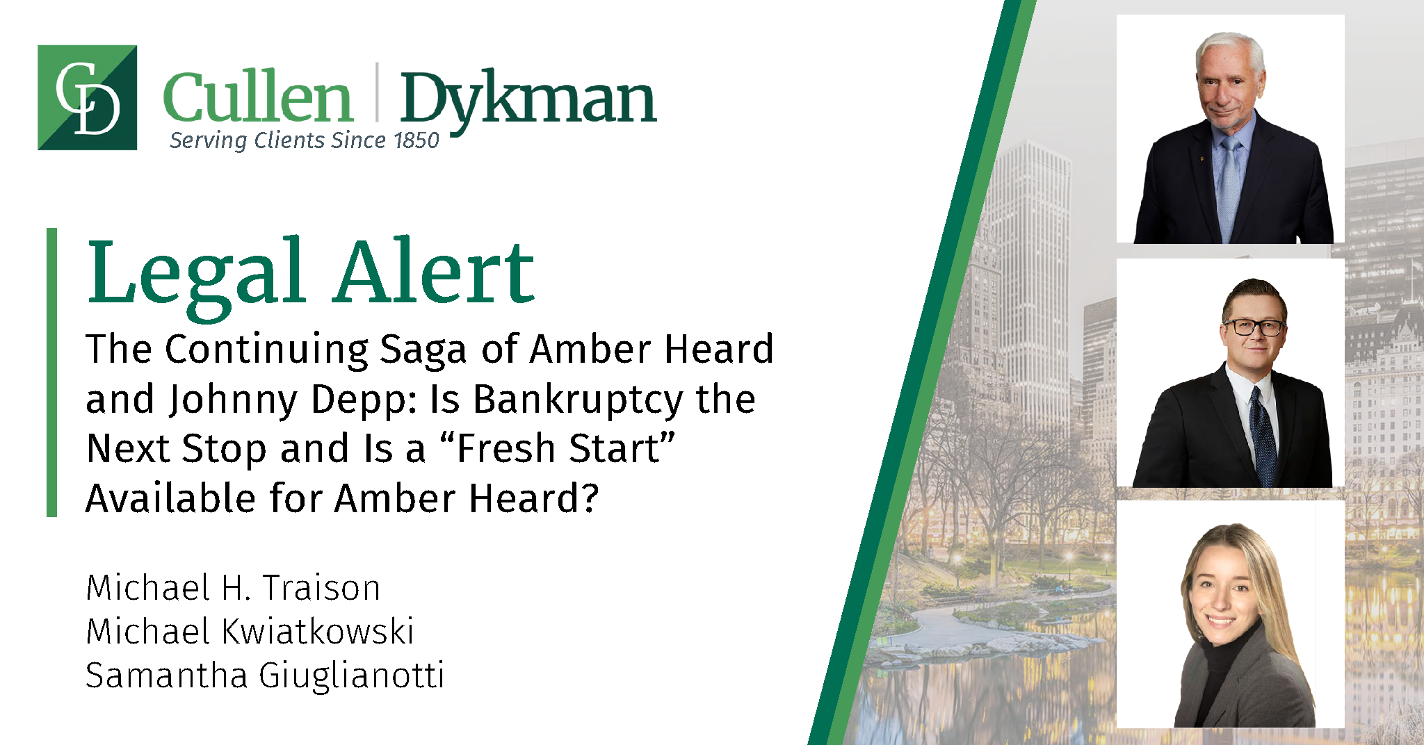 The Continuing Saga Of Amber Heard And Johnny Depp Is Bankruptcy The Next Stop And Is A Fresh Start Available For Amber Heard Cullen And Dykman Llp